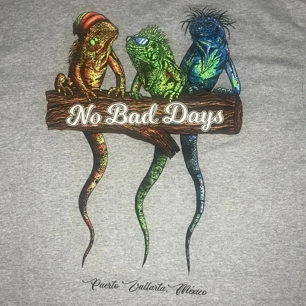 Puerto Vallarta, Mexico “No Bad Days” Colorful Geckos T-Shirt, Size M - Picture 5 of 7
